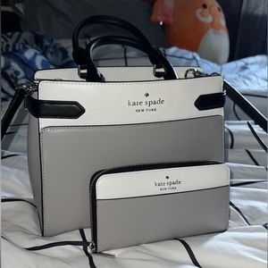 Grey and White Kate Spade Purse and Wallet